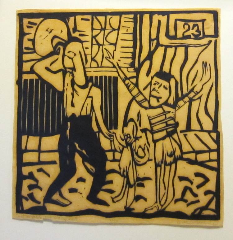 Boit un Petit Coup a lino cut by Arthur Secunda